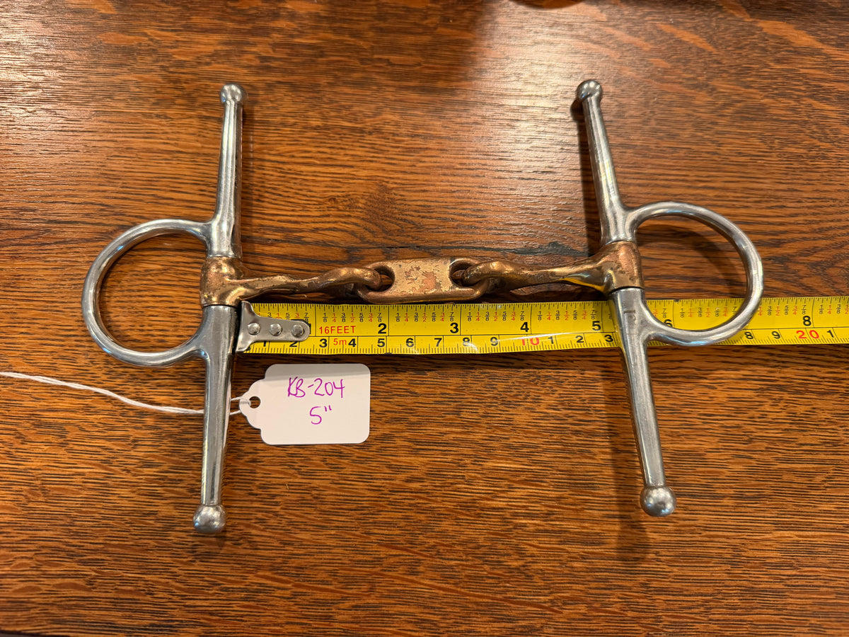 5” full cheek snaffle bit copper slow twist 3 piece