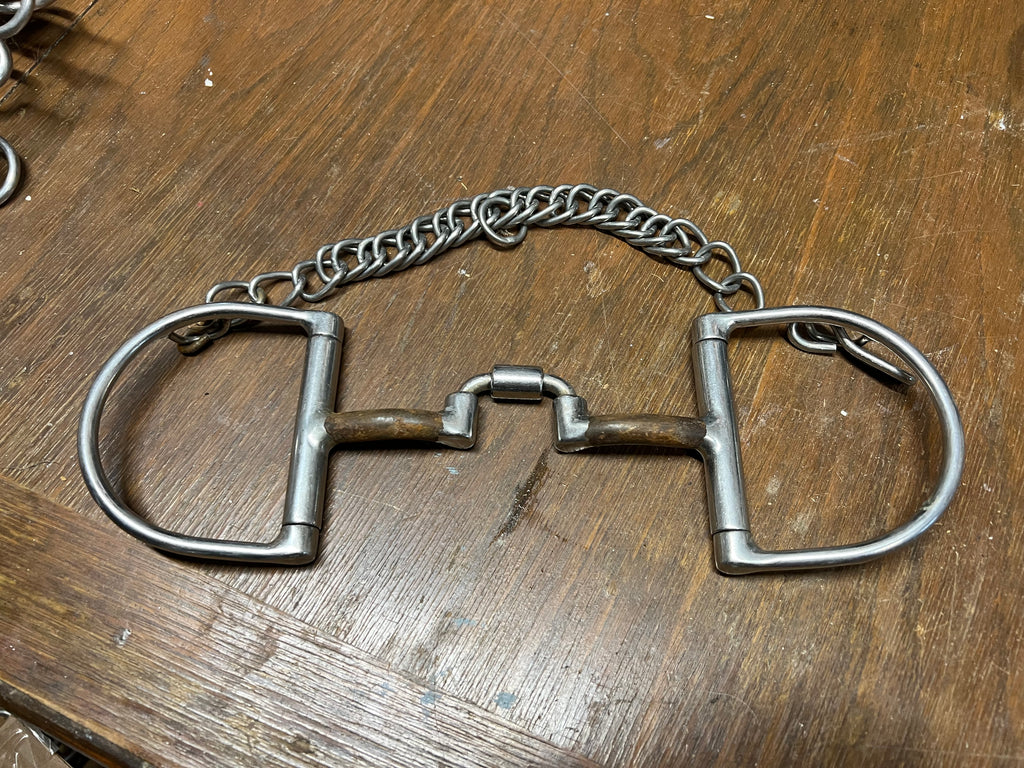 5" Myler Ported Dee ring with hooks, curb chain