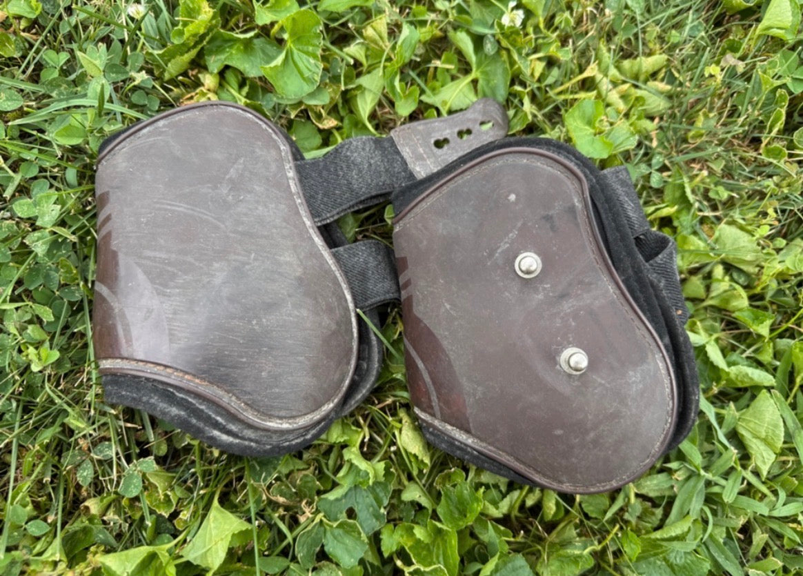 Brown open front and fetlock boots