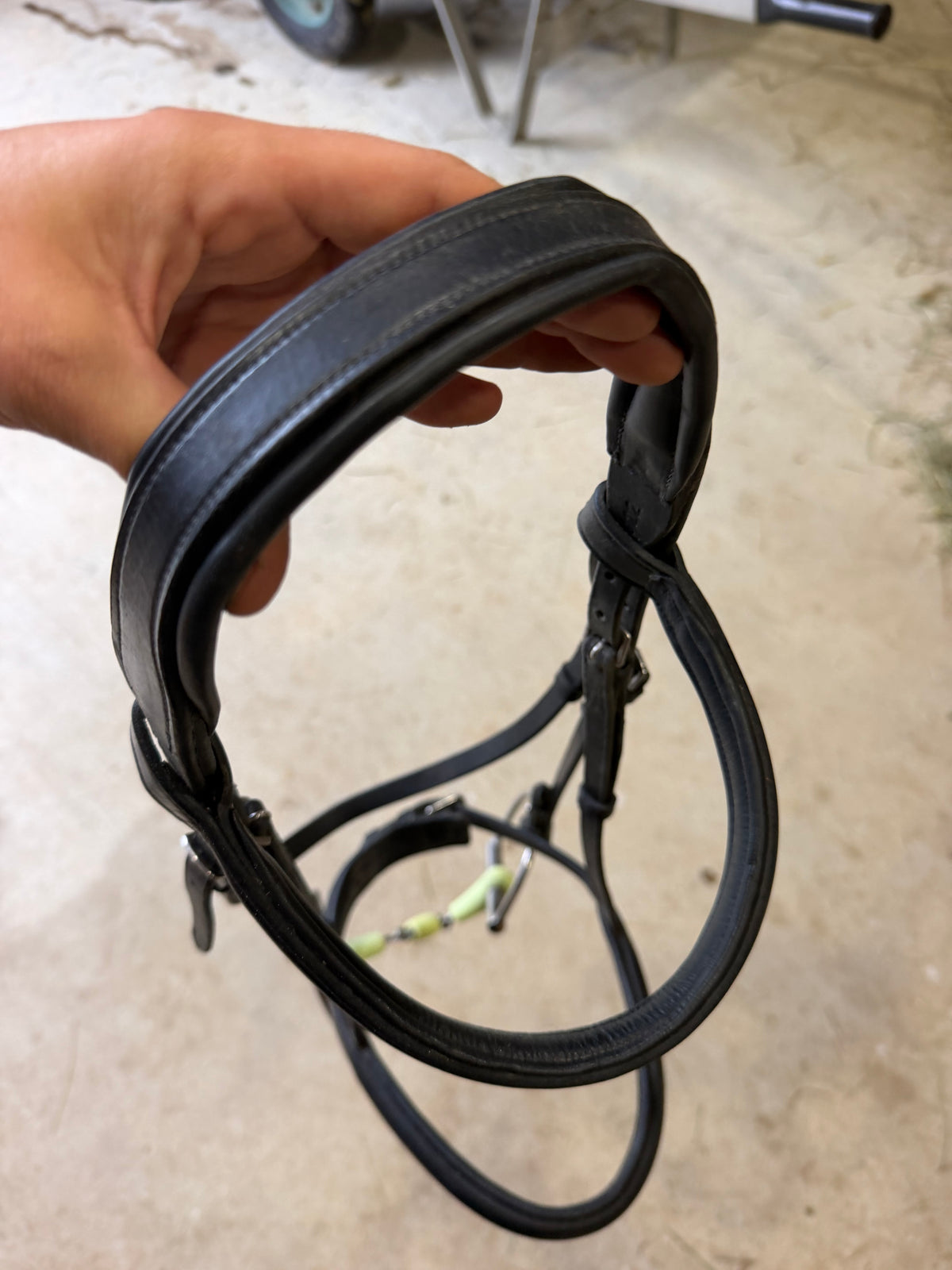 Black Monocrown padded snaffle bridle - Full