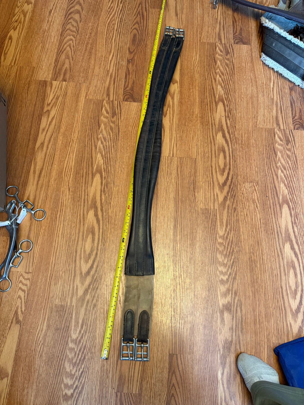 45" brown leather girth