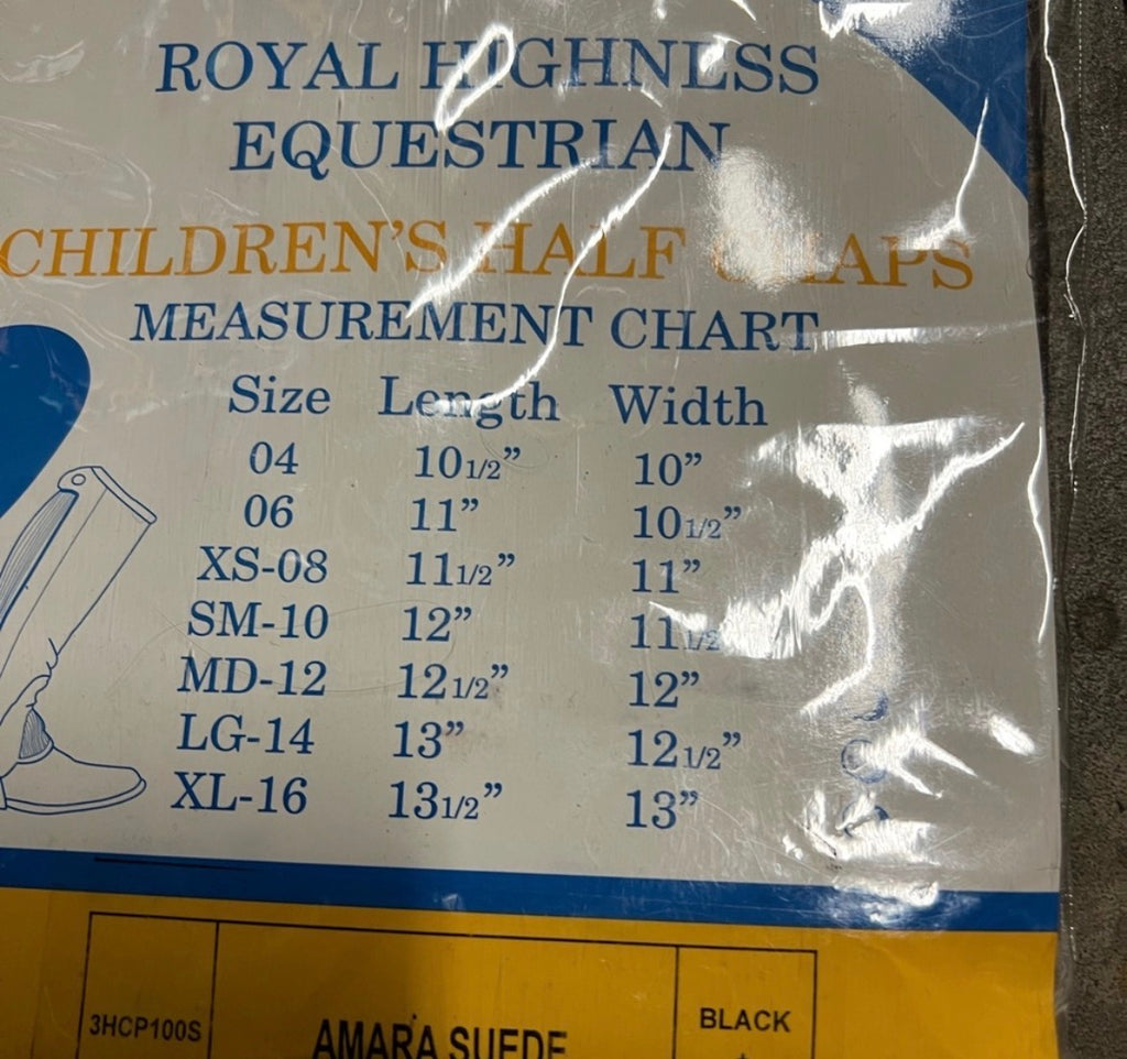 Royal Highness Equestrian Youth Large half chaps