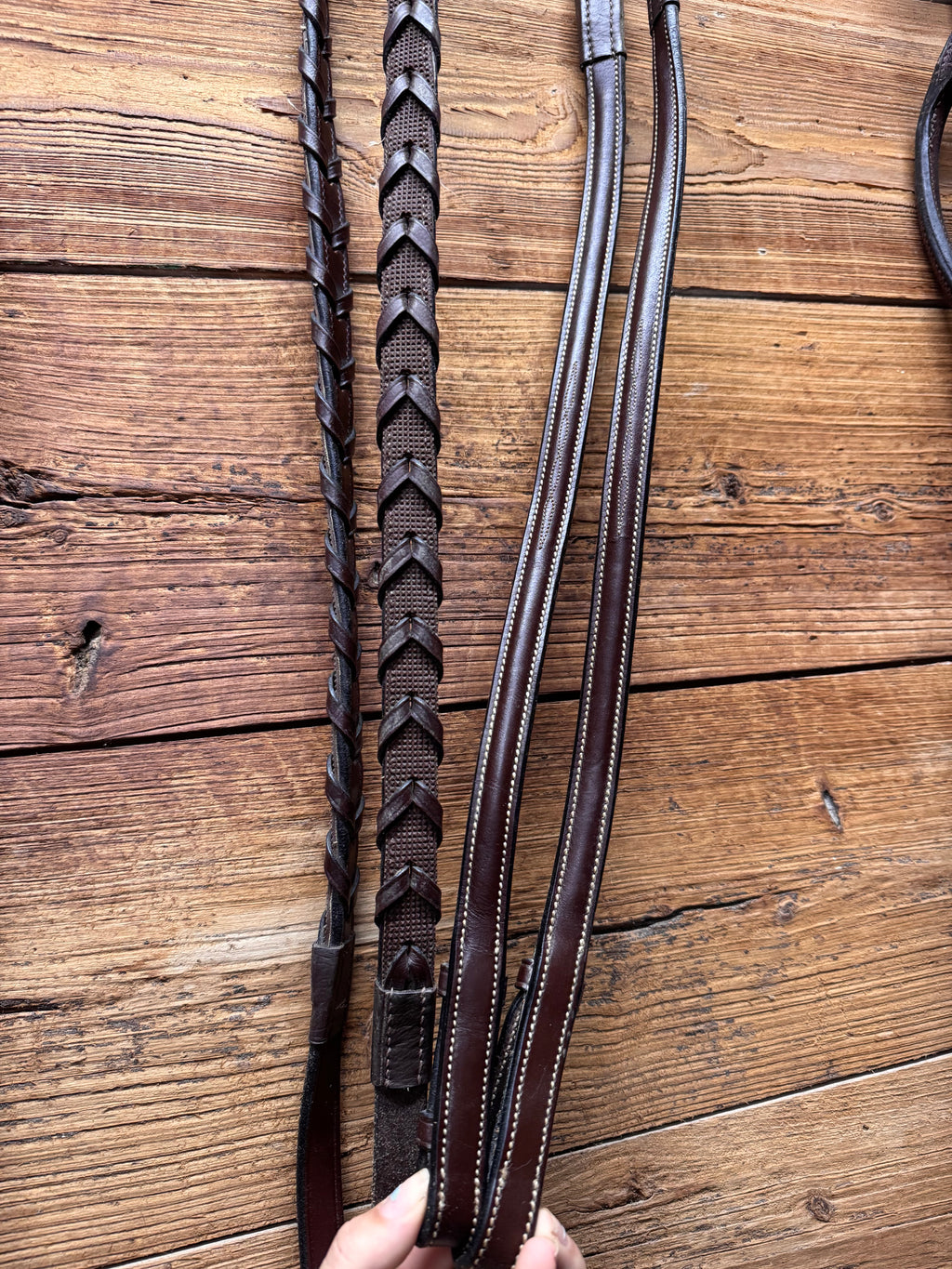 Used Red Barn rubber lined laced reins