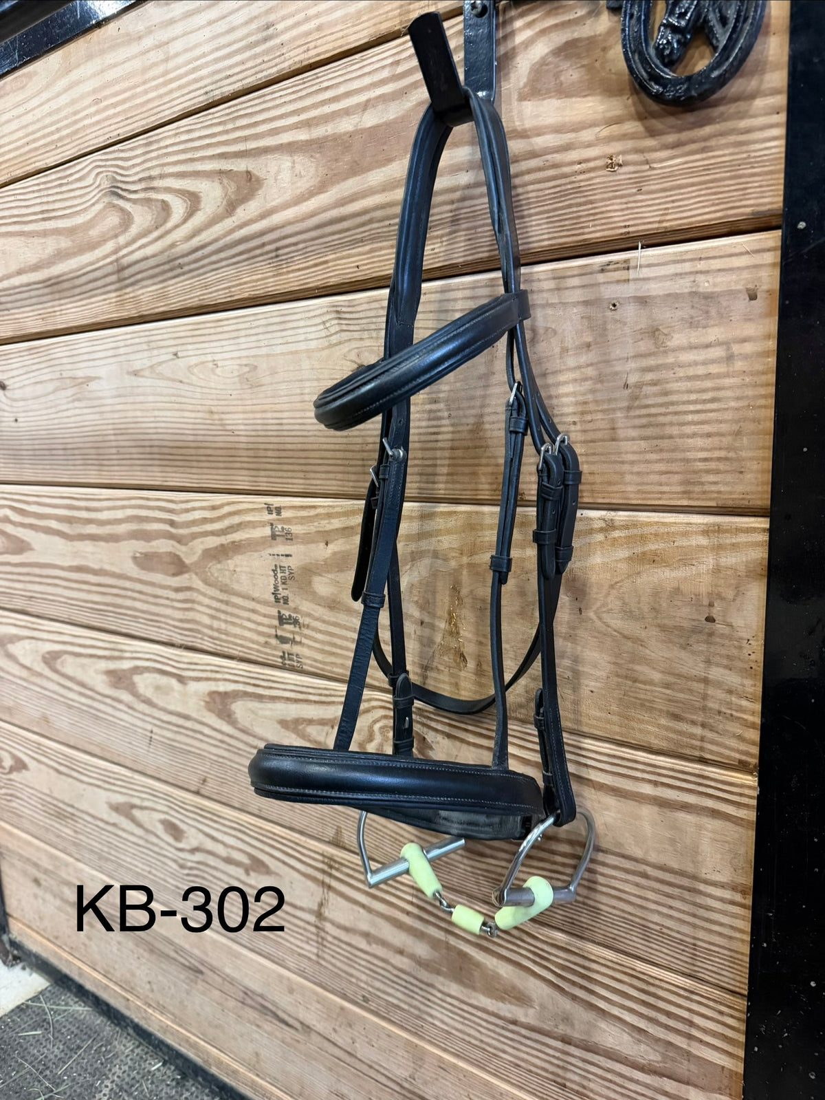 Black Monocrown padded snaffle bridle - Full