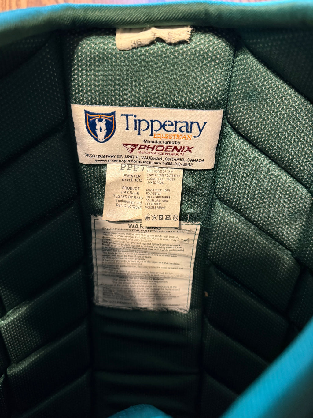 Tipperary eventing vest 36/small