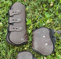 Brown open front and fetlock boots