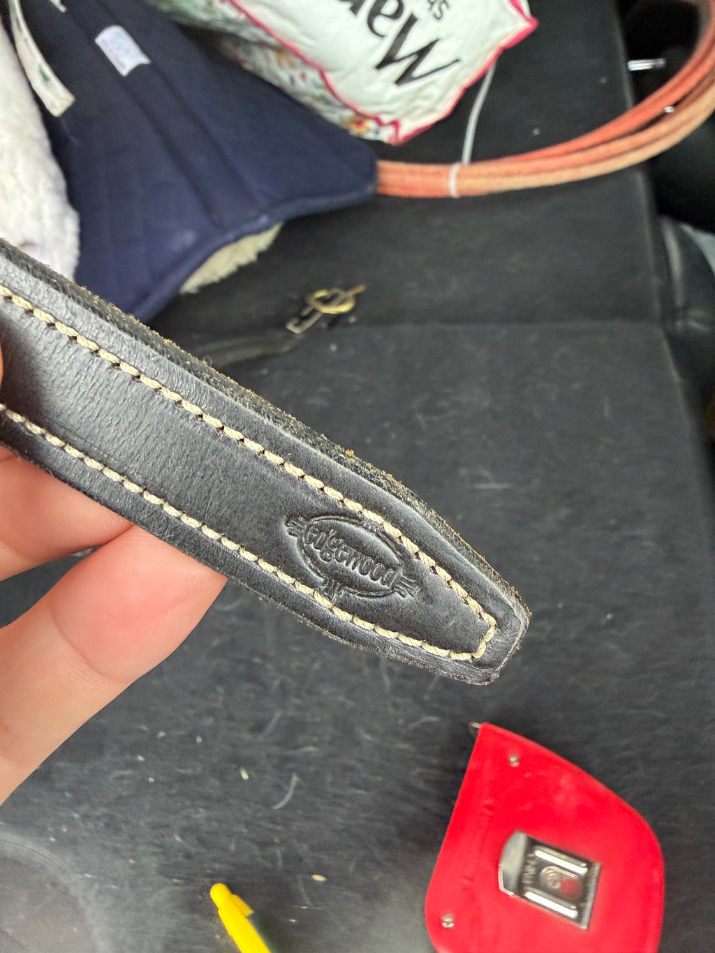 Edgewood leather show belt (black fancy stitched)