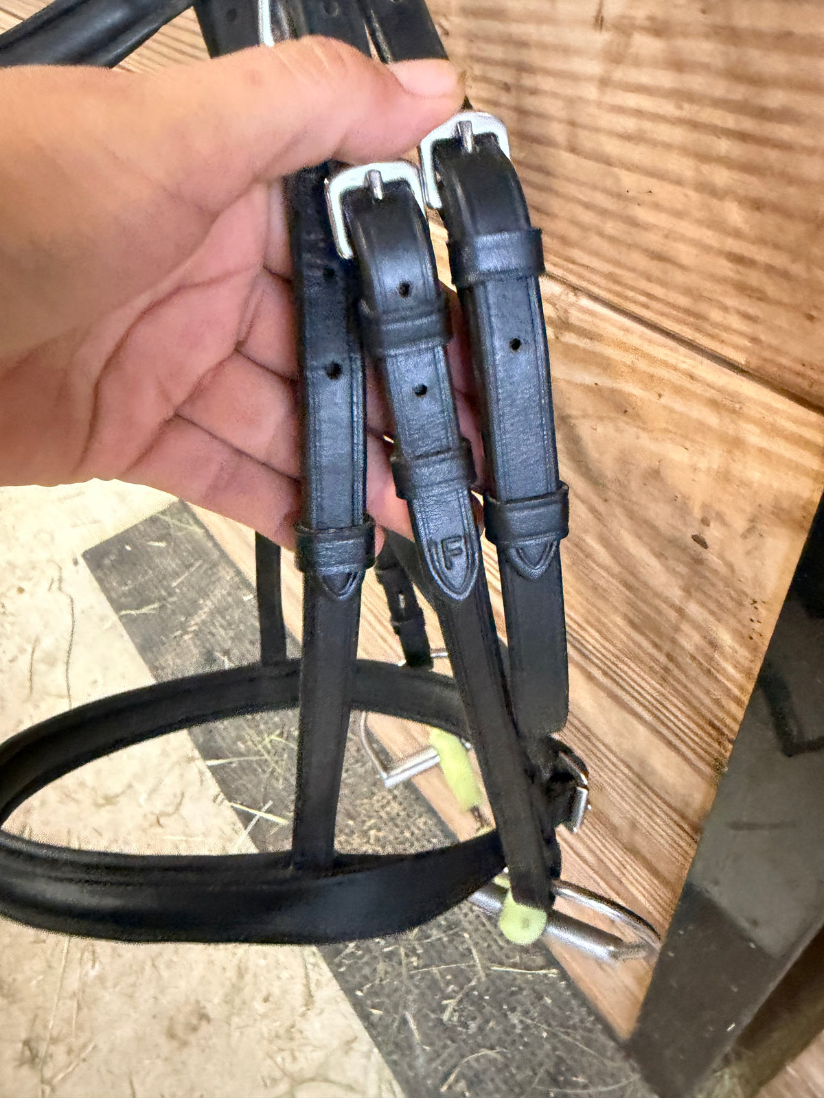 Black Monocrown padded snaffle bridle - Full