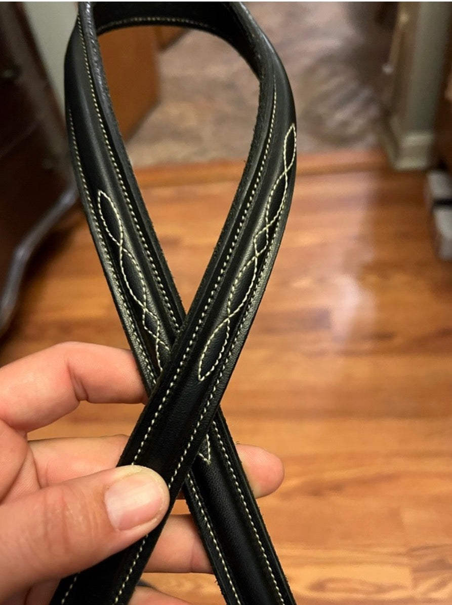Edgewood leather show belt (black fancy stitched)