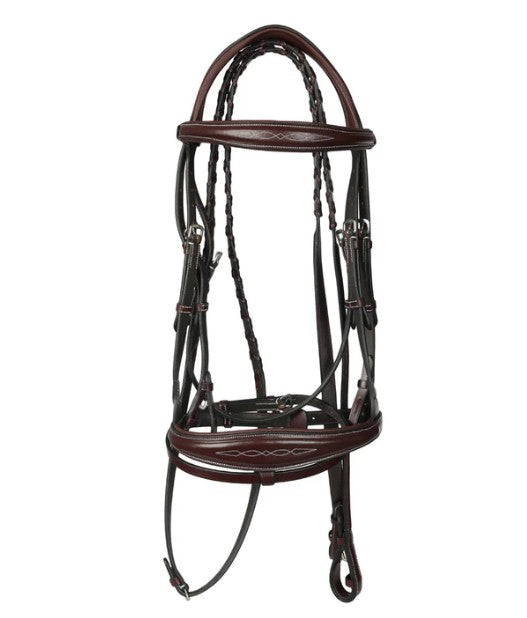 Henri de rivel Jamaika Pro Anatomical Fancy Raised Wide Flash Noseband Bridle with Raised laced reins